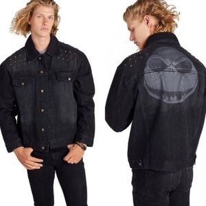 Disney’s Nightmare Before Christmas Jack Skellington Black Jean Jacket Mens XL